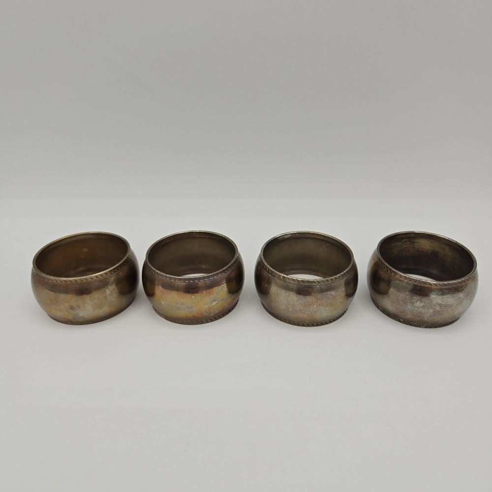 Silverplate Napkin Rings Set Of Four Vyg‎ Hong Kong Napkin Holders Unpolished
